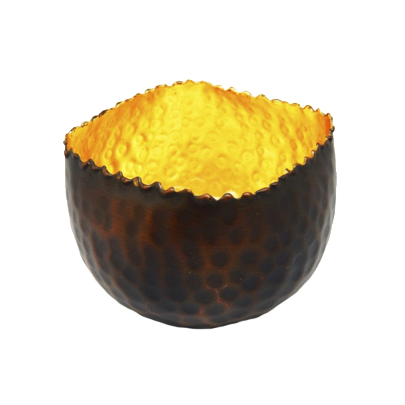 PORTA TEALIGHT METALICO NACAR DORADO 10x7cm