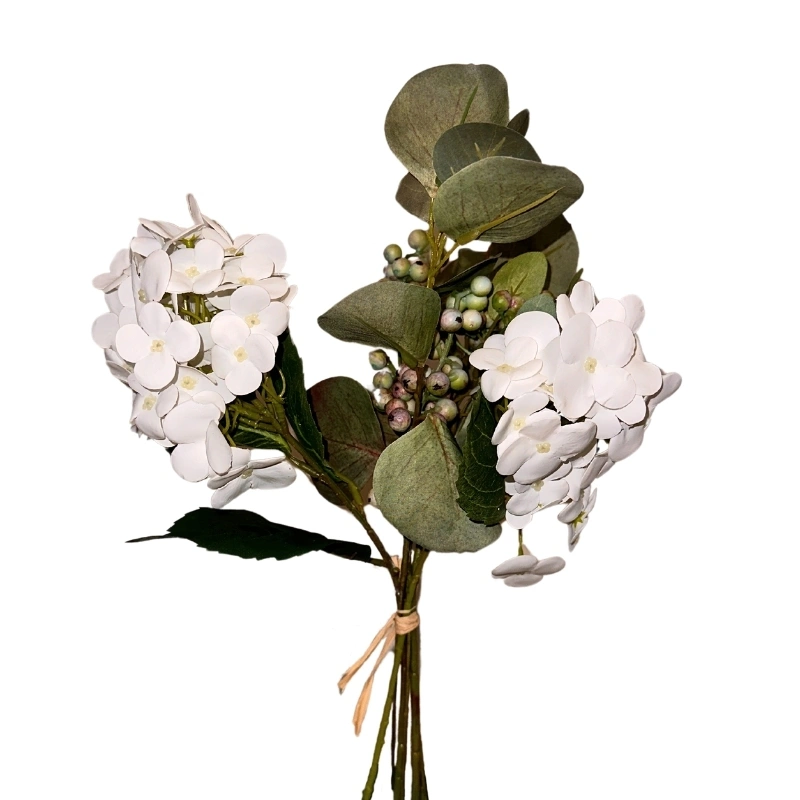 RAMO HORTENSIAS-EUCALIPTO 42cm BLANCO