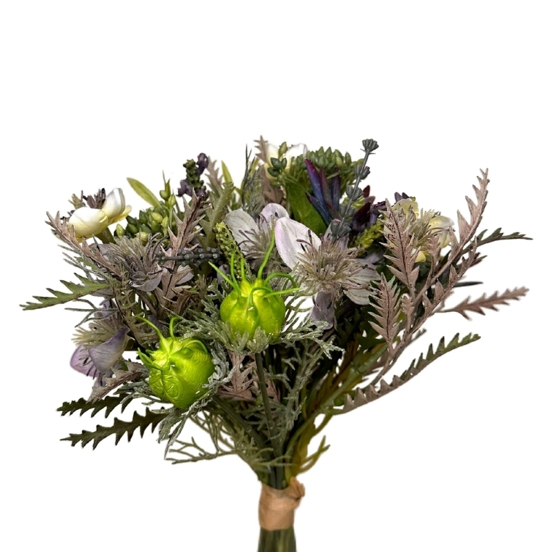 RAMO FOLLAJE CON FLORES 29cm