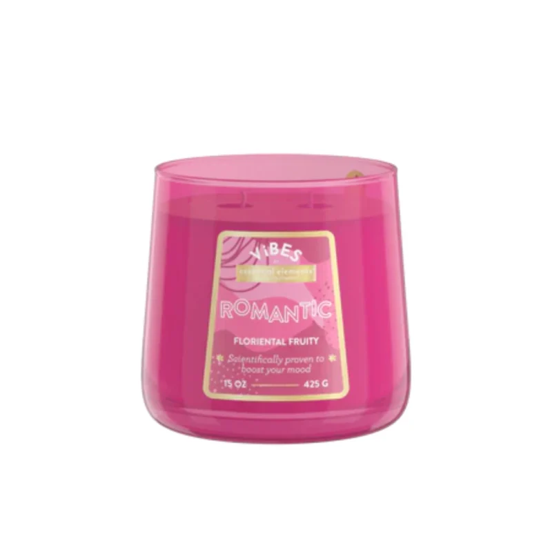 VELA POTE VIDRIO 425g VIBES ROMANTIC